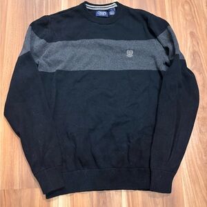Chaps Men's Black and Gray Crewneck Sweater